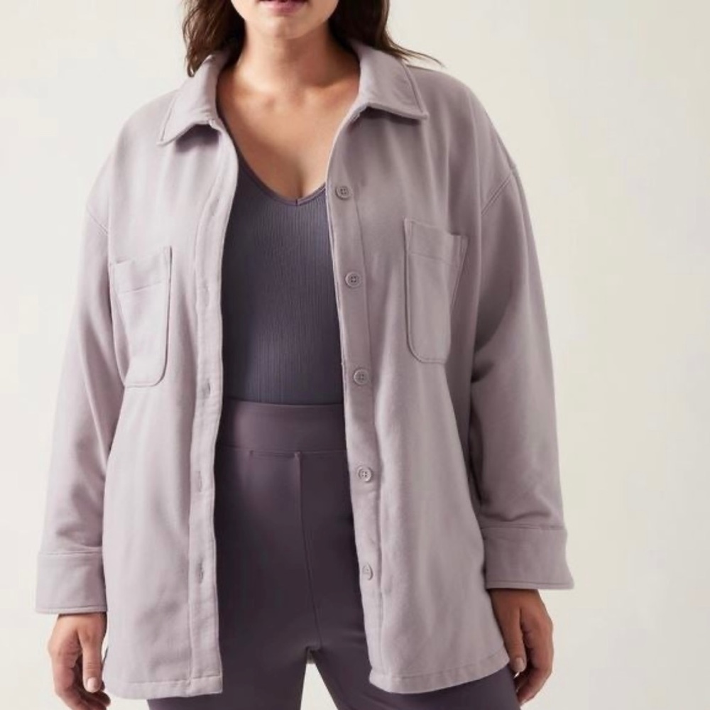 Lavender Athleta Retroplush Shirt Jacket